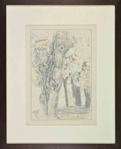 Pamono Sigfrido Oliva, In the Wood, Pencil and Watercolor, 1989, Framed> Work On Paper