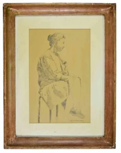 Discount Pamono Sigfrido Oliva, Portrait, Drawing on Paper, 1987