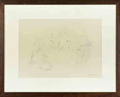 Clearance Pamono Sigfrido Oliva, Still Life, Pencil Drawing, 1980s, Framed