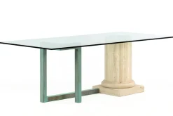 Hot Pamono Sillar Dining Table with Italian Travertine Marble Column by Joaquín Moll for Meddel