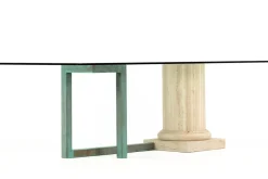 Hot Pamono Sillar Dining Table with Italian Travertine Marble Column by Joaquín Moll for Meddel