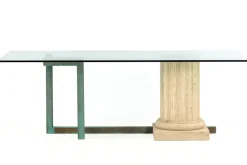 Hot Pamono Sillar Dining Table with Italian Travertine Marble Column by Joaquín Moll for Meddel