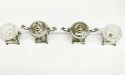 Pamono Silver & Crystal Serving Set with 2 Small Candy Dishes and 2 Salt Cellars, Set of 4><noscript><img width=