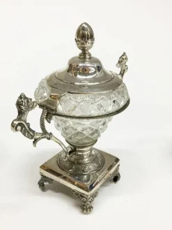 Pamono Silver & Crystal Serving Set with 2 Small Candy Dishes and 2 Salt Cellars, Set of 4><noscript><img width=