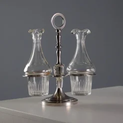 Hot Pamono Silver & Glass Oil Cruet Set from Broggi Milano