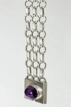 Pamono Silver and Amethyst Bracelet by Anders Högberg, 1961> Bracelets