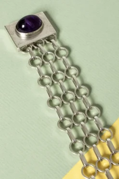 Pamono Silver and Amethyst Bracelet by Anders Högberg, 1961><noscript><img width=