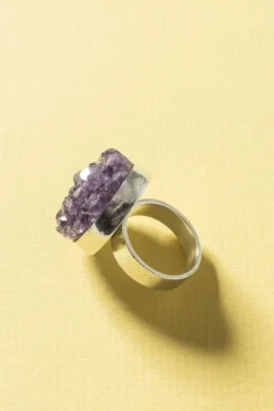 Pamono Silver and Amethyst Ring by Helge Narsakka, 1969
