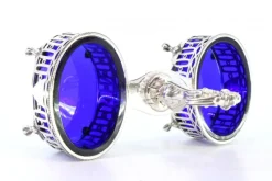 Best Pamono Silver and Blue Glass Salt and Pepper Shakers with Cut-Outs and Claw-Shaped Feet, Set of 3