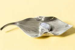 Pamono Silver and Chalcedony Brooch by Gertrud Engel, 1954><noscript><img width=