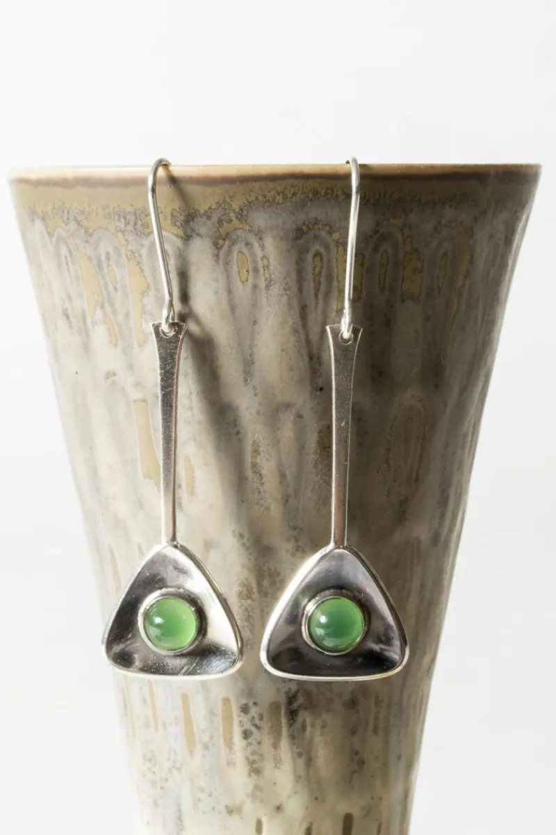 Sale Pamono Silver and Chrysoprase Earrings from Ceson, 1950s, Set of 2