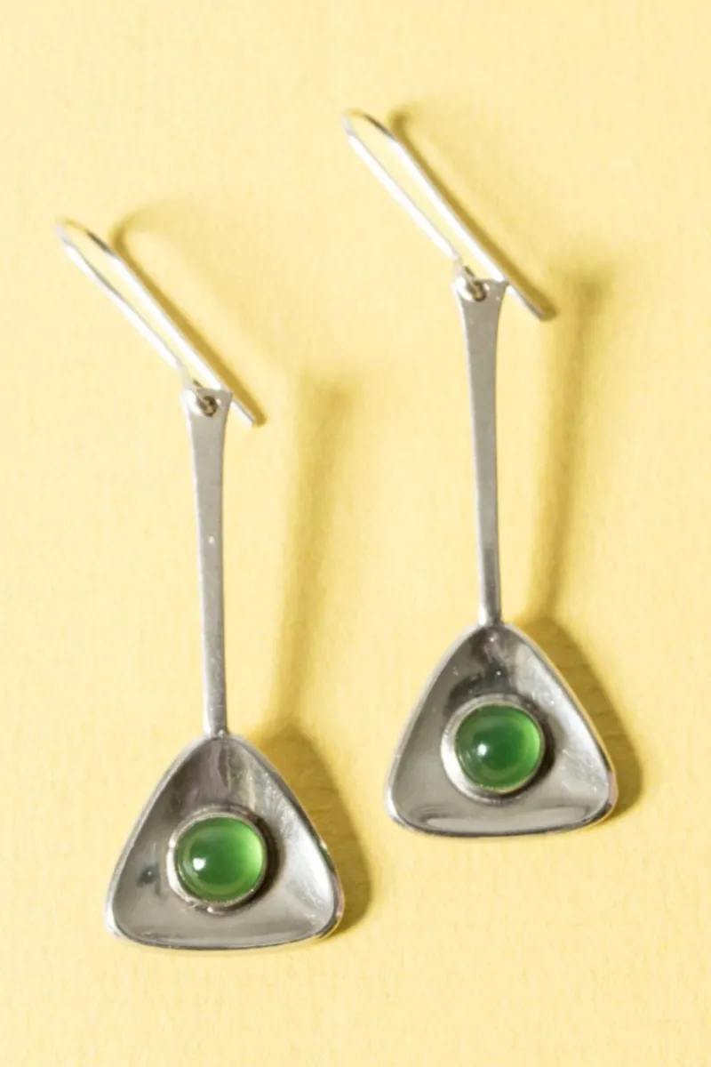 Sale Pamono Silver and Chrysoprase Earrings from Ceson, 1950s, Set of 2