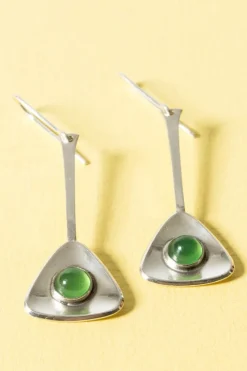 Sale Pamono Silver and Chrysoprase Earrings from Ceson, 1950s, Set of 2
