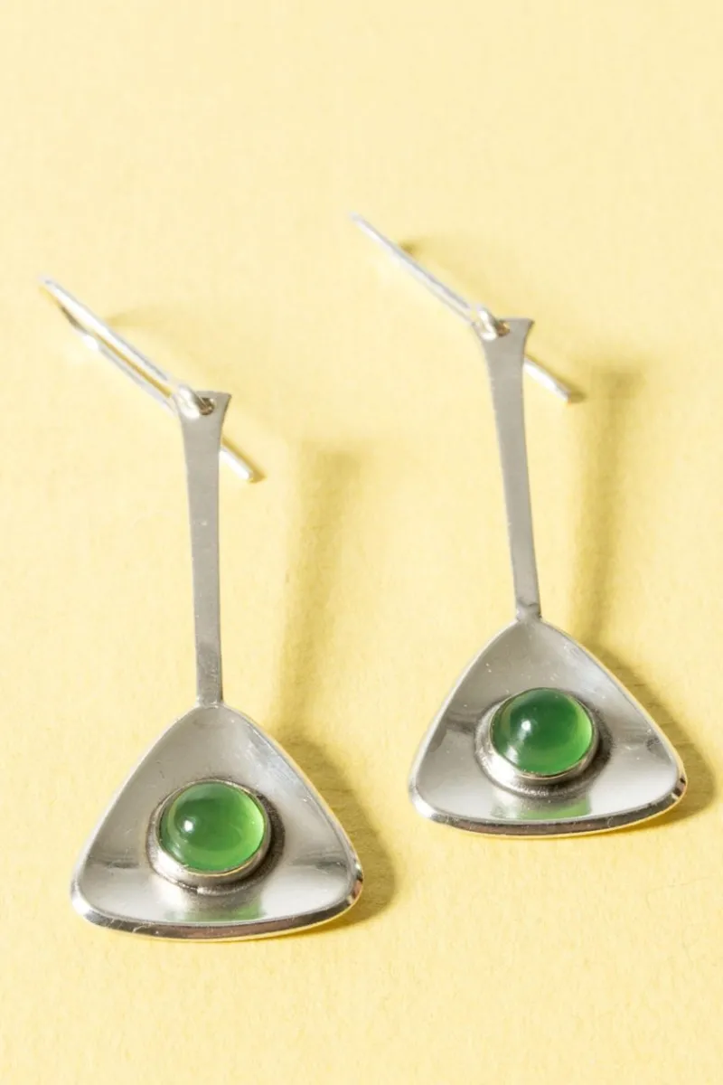 Sale Pamono Silver and Chrysoprase Earrings from Ceson, 1950s, Set of 2