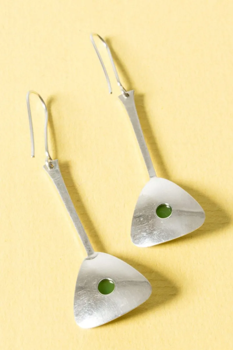 Sale Pamono Silver and Chrysoprase Earrings from Ceson, 1950s, Set of 2