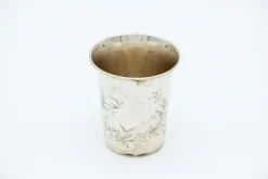 Pamono Silver and Cut Glass Night Bottle & Coaster with Flower Engravings, Set of 2> Bottles, Carafes & Jugs