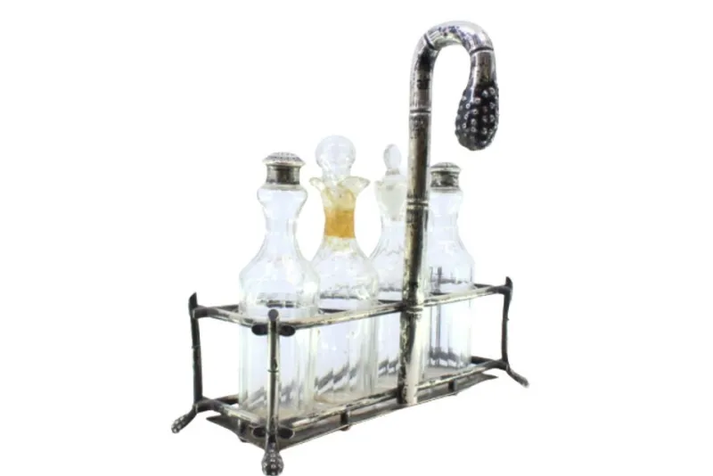 Online Pamono Silver and Glass Cruet with Salt Shaker, Mustard Jar and Claw-Shaped Feet, Set of 5