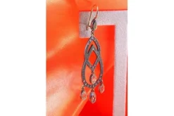 Pamono Silver and Gold Earrings with Four Pendants and Applied Zirconias, Set of 2><noscript><img width=