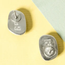 Pamono Silver and Moss Agate Earrings from Gussi, 1957, Set of 2><noscript><img width=