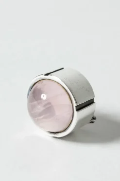Outlet Pamono Silver and Rose Quartz Brooch by Heikki Kaksonen