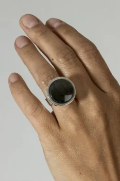 Pamono Silver and Spectrolite Ring by Elis Kauppi, 1960s