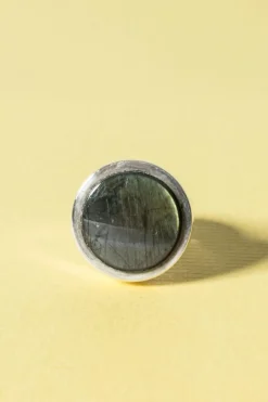 Pamono Silver and Spectrolite Ring by Elis Kauppi, 1960s