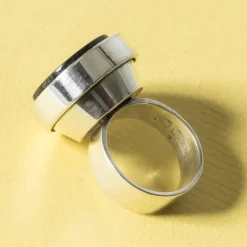 Pamono Silver and Spectrolite Ring by Elis Kauppi, 1960s