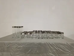 Hot Pamono Silver Band Glassware by Dorothy Thorpe Inc., 1960s, Set of 30