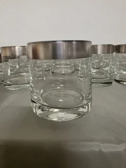 Hot Pamono Silver Band Glassware by Dorothy Thorpe Inc., 1960s, Set of 30