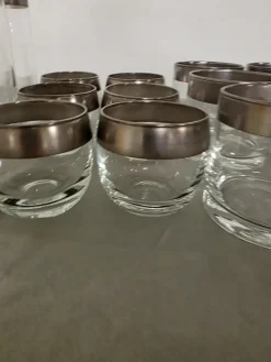 Hot Pamono Silver Band Glassware by Dorothy Thorpe Inc., 1960s, Set of 30