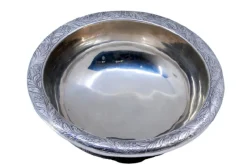 Outlet Pamono Silver Bowl with Floral Engravings