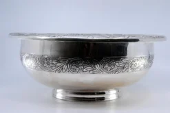 Outlet Pamono Silver Bowl with Floral Engravings