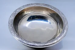 Outlet Pamono Silver Bowl with Floral Engravings