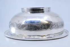 Outlet Pamono Silver Bowl with Floral Engravings