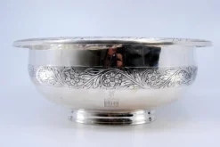 Outlet Pamono Silver Bowl with Floral Engravings