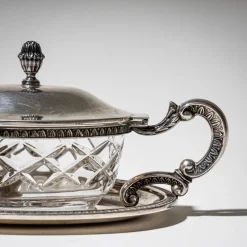 Clearance Pamono Silver Box with Spoon, 19th Century, Set of 2