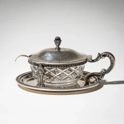 Clearance Pamono Silver Box with Spoon, 19th Century, Set of 2