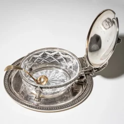 Clearance Pamono Silver Box with Spoon, 19th Century, Set of 2