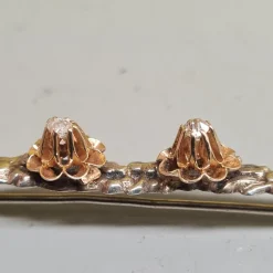 Pamono Silver Brochette with Gold Rosettes and Diamonds, 1900s><noscript><img width=
