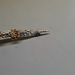 Pamono Silver Brochette with Gold Rosettes and Diamonds, 1900s><noscript><img width=