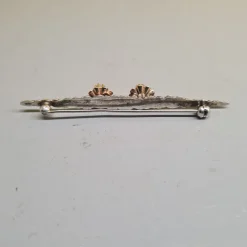 Pamono Silver Brochette with Gold Rosettes and Diamonds, 1900s><noscript><img width=