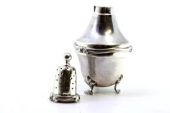 Pamono Silver Candlestick with Removable Lid Pommel><noscript><img width=