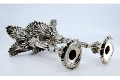 Pamono Silver Candlesticks Embossed with Acanthus Leaves and Resting on Three Feet, Set of 2><noscript><img width=