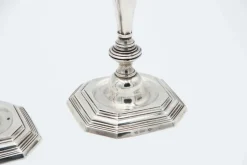 Pamono Silver Candlesticks with Octagonal Embossed Bases, Set of 2> Candleholders