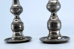 Pamono Silver Candlesticks with Turned and Embossed Shafts, Set of 2><noscript><img width=