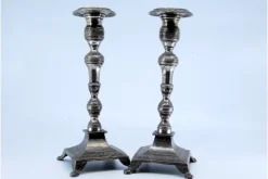 Pamono Silver Candlesticks with Turned and Embossed Shafts, Set of 2><noscript><img width=