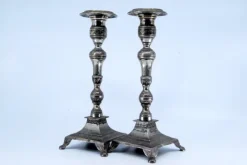 Pamono Silver Candlesticks with Turned and Embossed Shafts, Set of 2><noscript><img width=