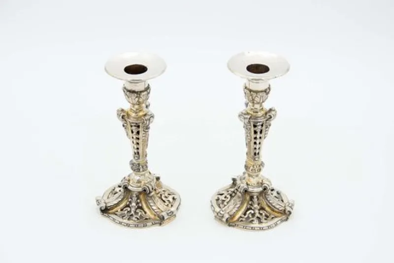 New Pamono Silver Candlesticks with Openwork Cutouts, Set of 2