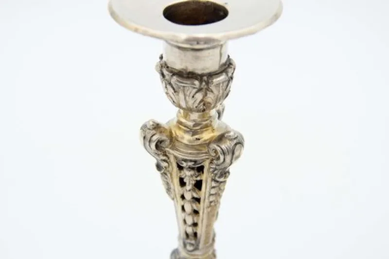 New Pamono Silver Candlesticks with Openwork Cutouts, Set of 2