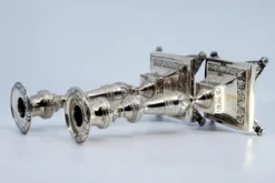 Pamono Silver Candlesticks with Engravings of Flowers and Palms, Set of 2><noscript><img width=